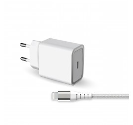 FORCE CARICA RETE 20W PD + CAVO USB-C/LIGHTNING